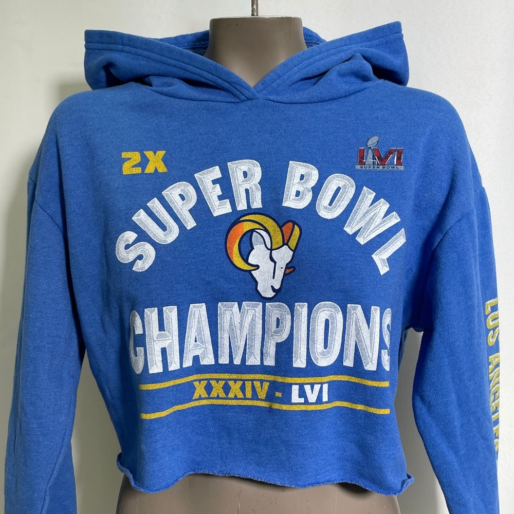 Los Angeles Rams Super Bowl LVI Champions NFL Cropped Hoodie Women's MEDIUM